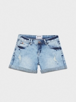 %Pto% Shorts denim azuis desgastados azul