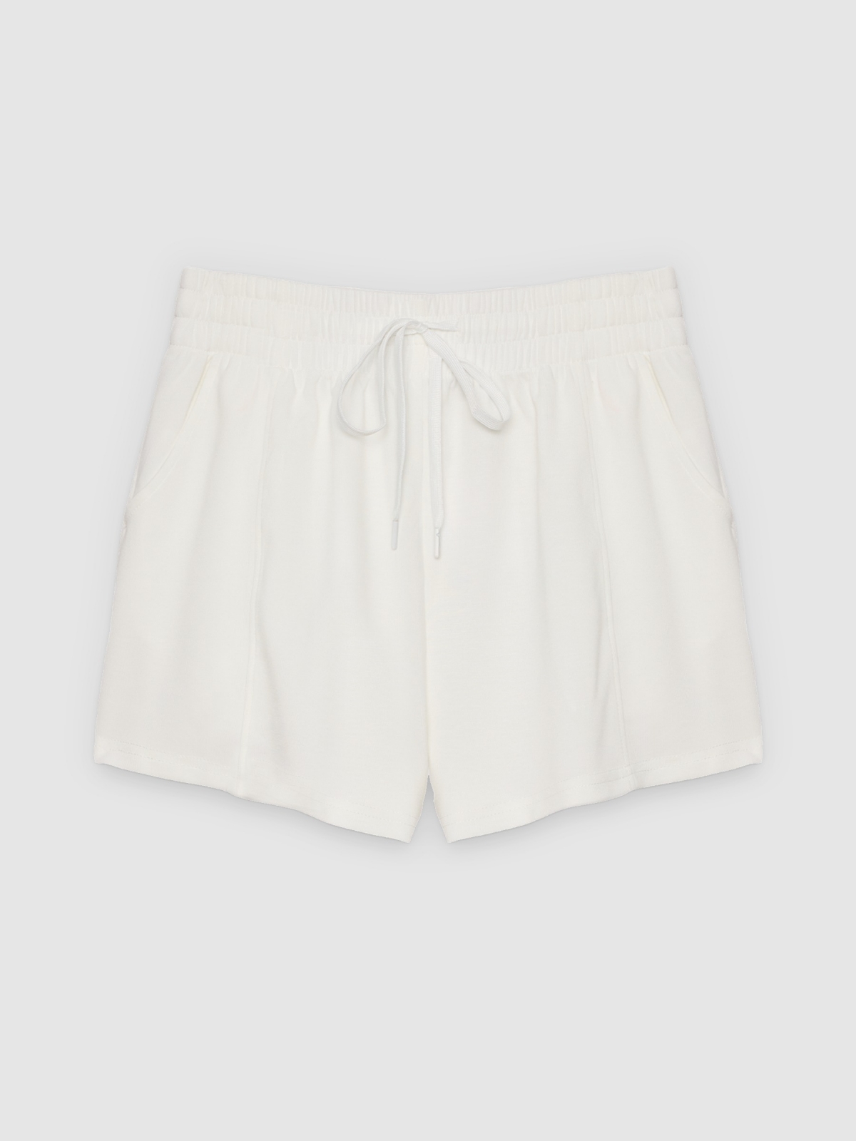 %Pto% Short fluido soft bolsos branco vista frontal