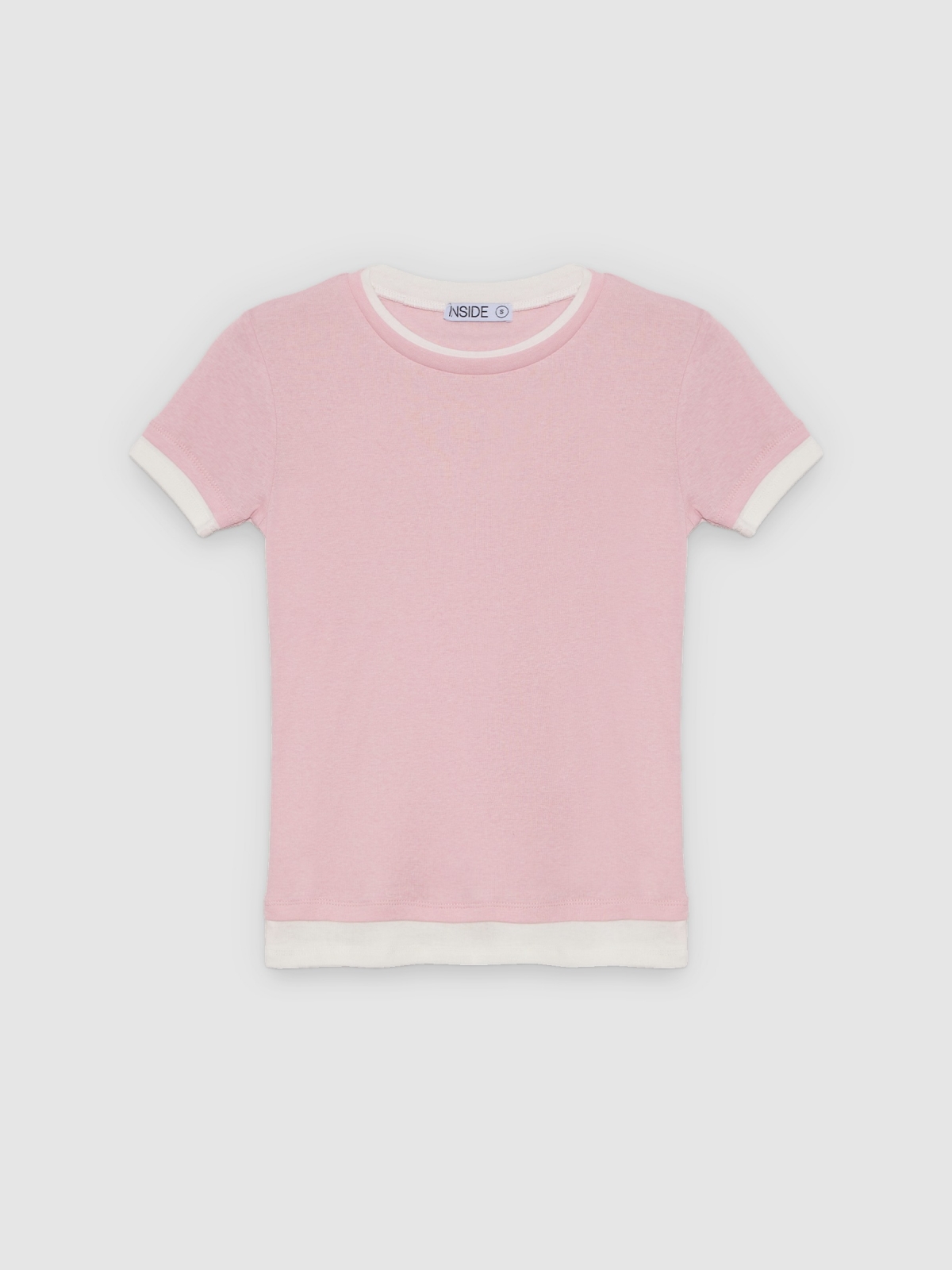 %Pto% Double-layer effect T-shirt light pink front view