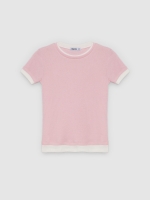 %Pto% Camiseta de efecto doble capa rosa claro vista frontal