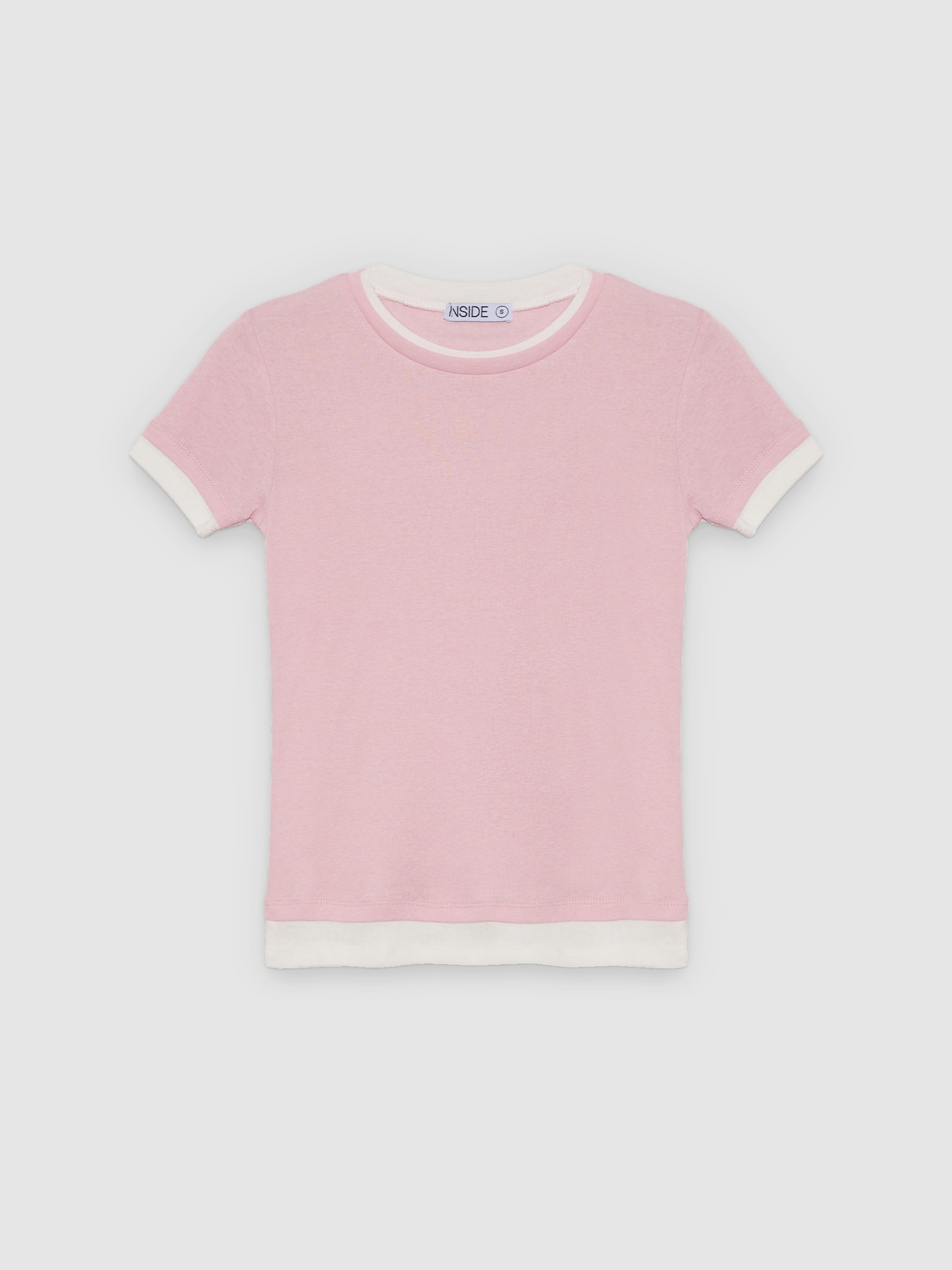  Camiseta de efecto doble capa rosa claro vista frontal