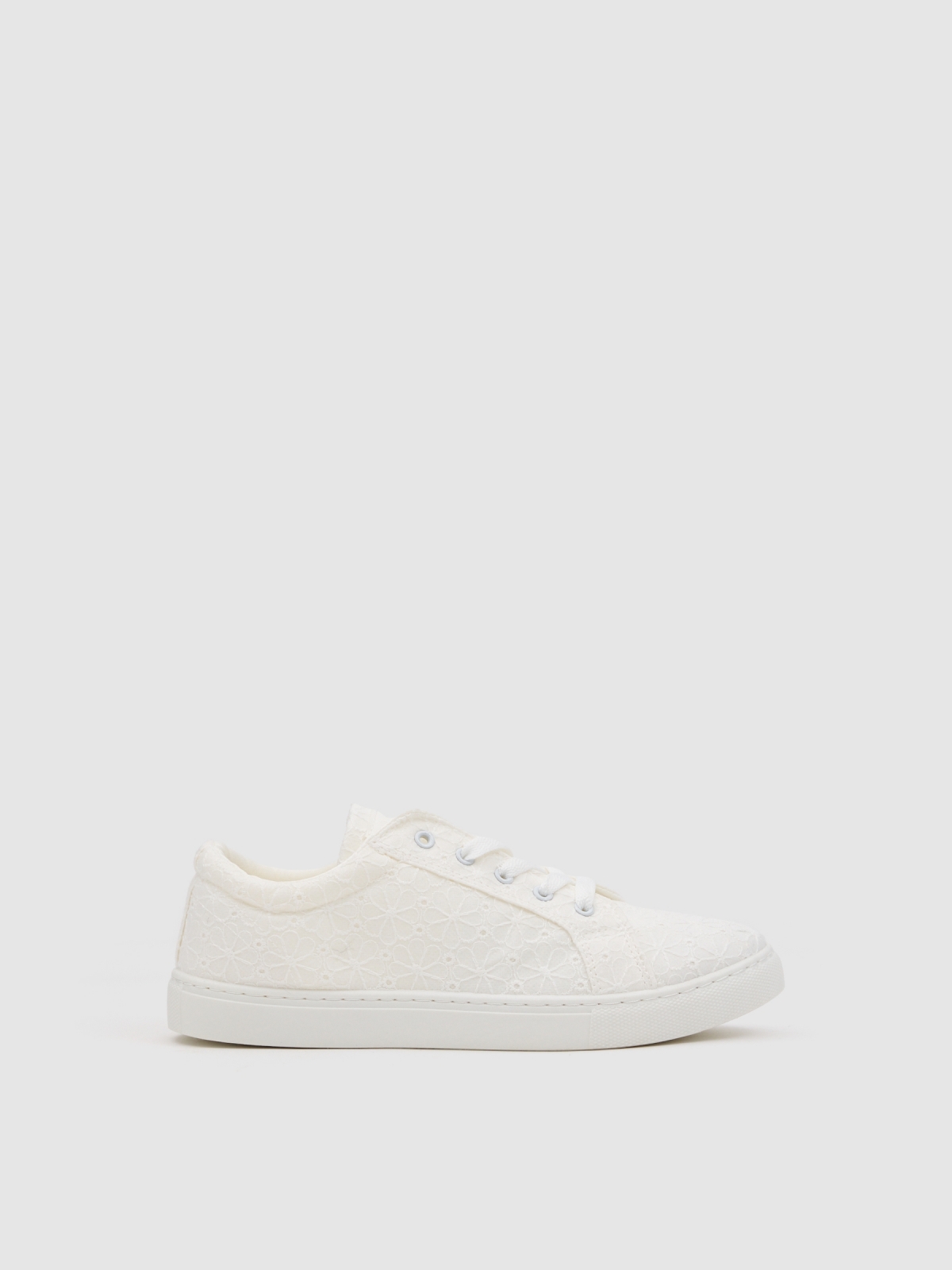 Deportiva loneta bordada plataforma blanco