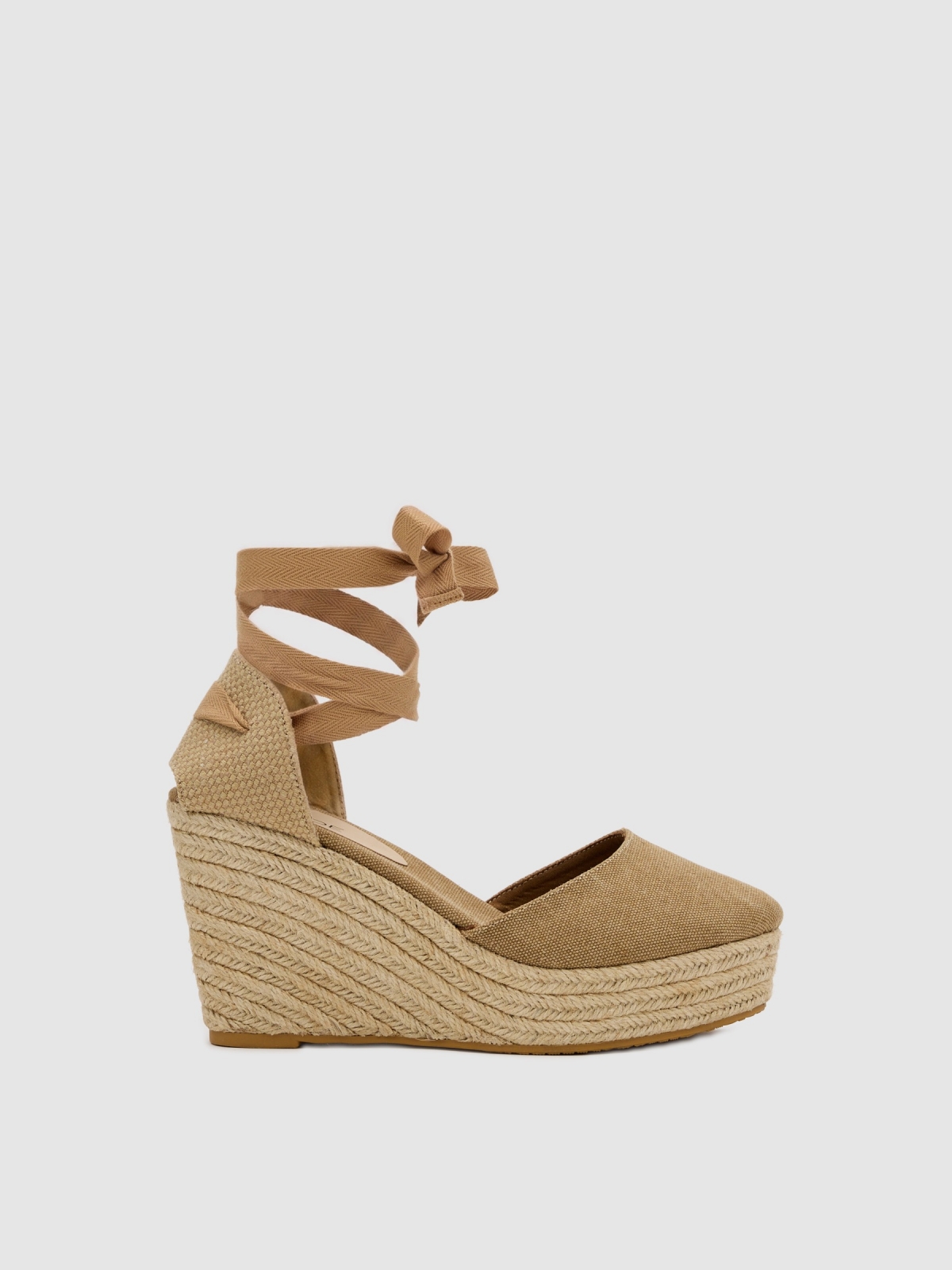 Jute canvas wedge brown