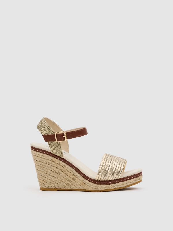 Braided jute wedge golden