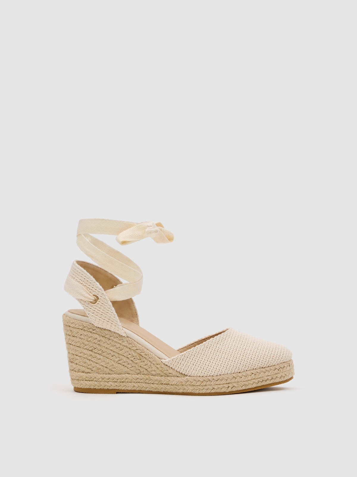 Cuña yute lona crochet beige