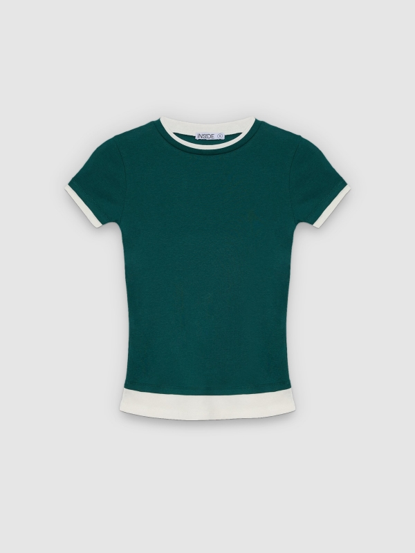  Camiseta de efecto doble capa verde oscuro vista frontal