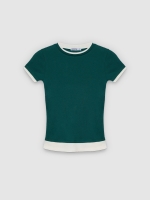 %Pto% Camiseta com efeito de dupla camada verde escuro vista frontal