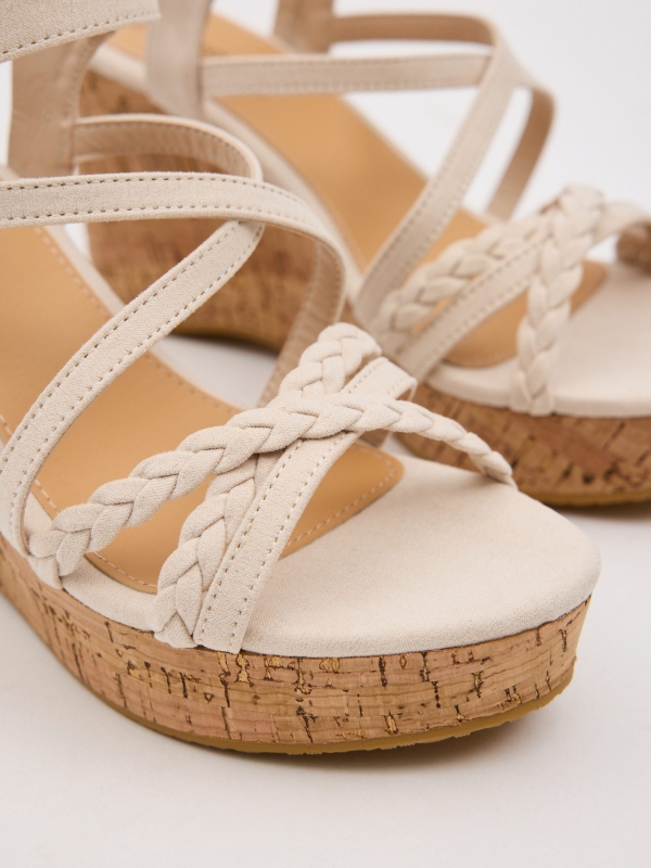 Wedge-strap sandal beige detail view