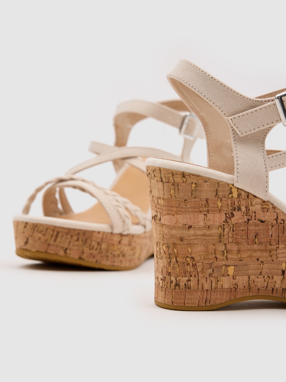 Wedge-strap sandal beige detail view