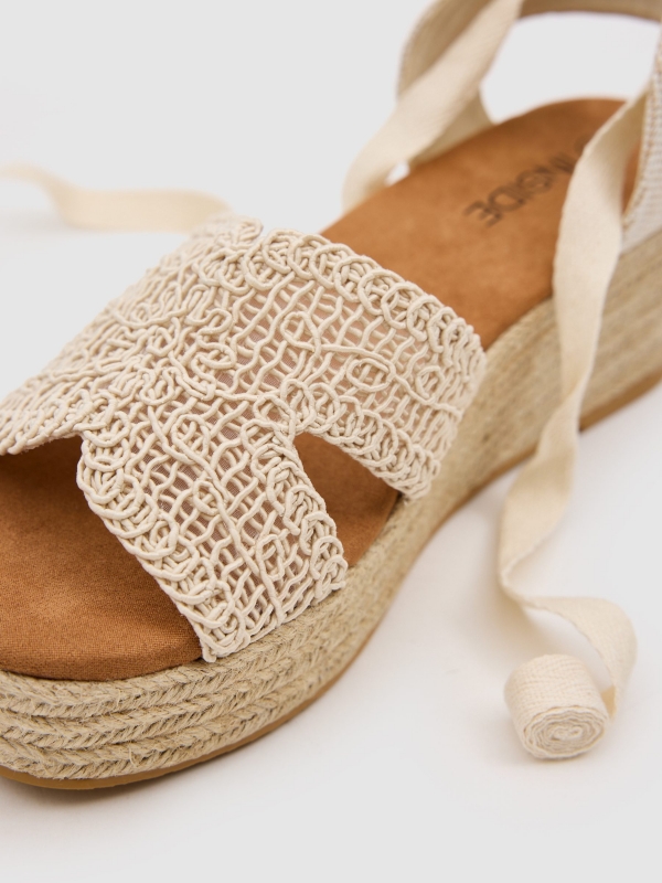 Cuña lona yute crochet beige vista cenital