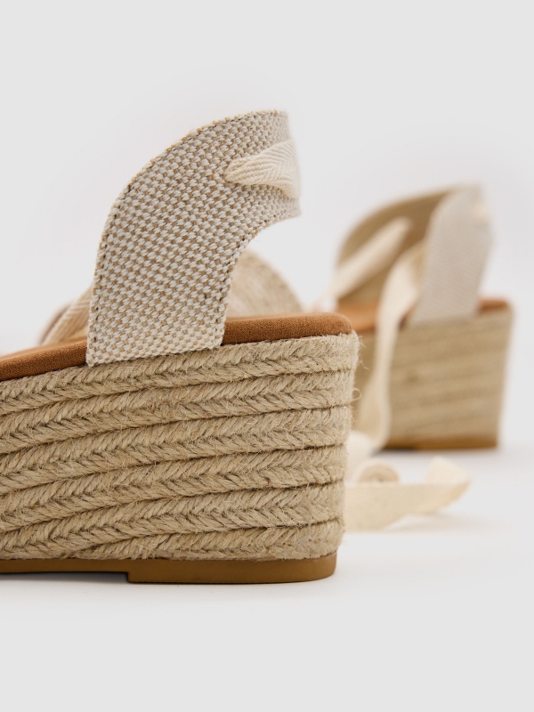 Canvas jute crochet wedge beige detail view