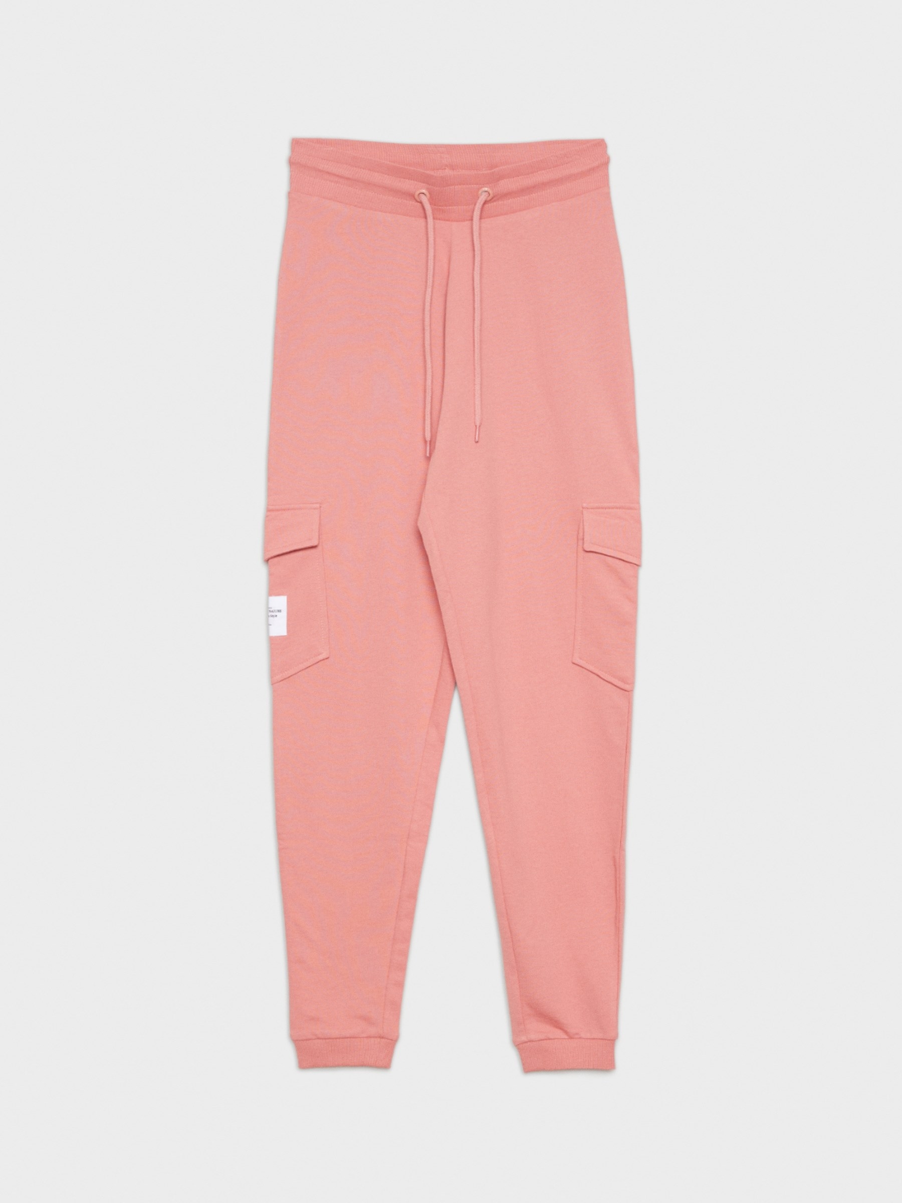 Pantalón jogger de felpa rosa nude vista general frontal