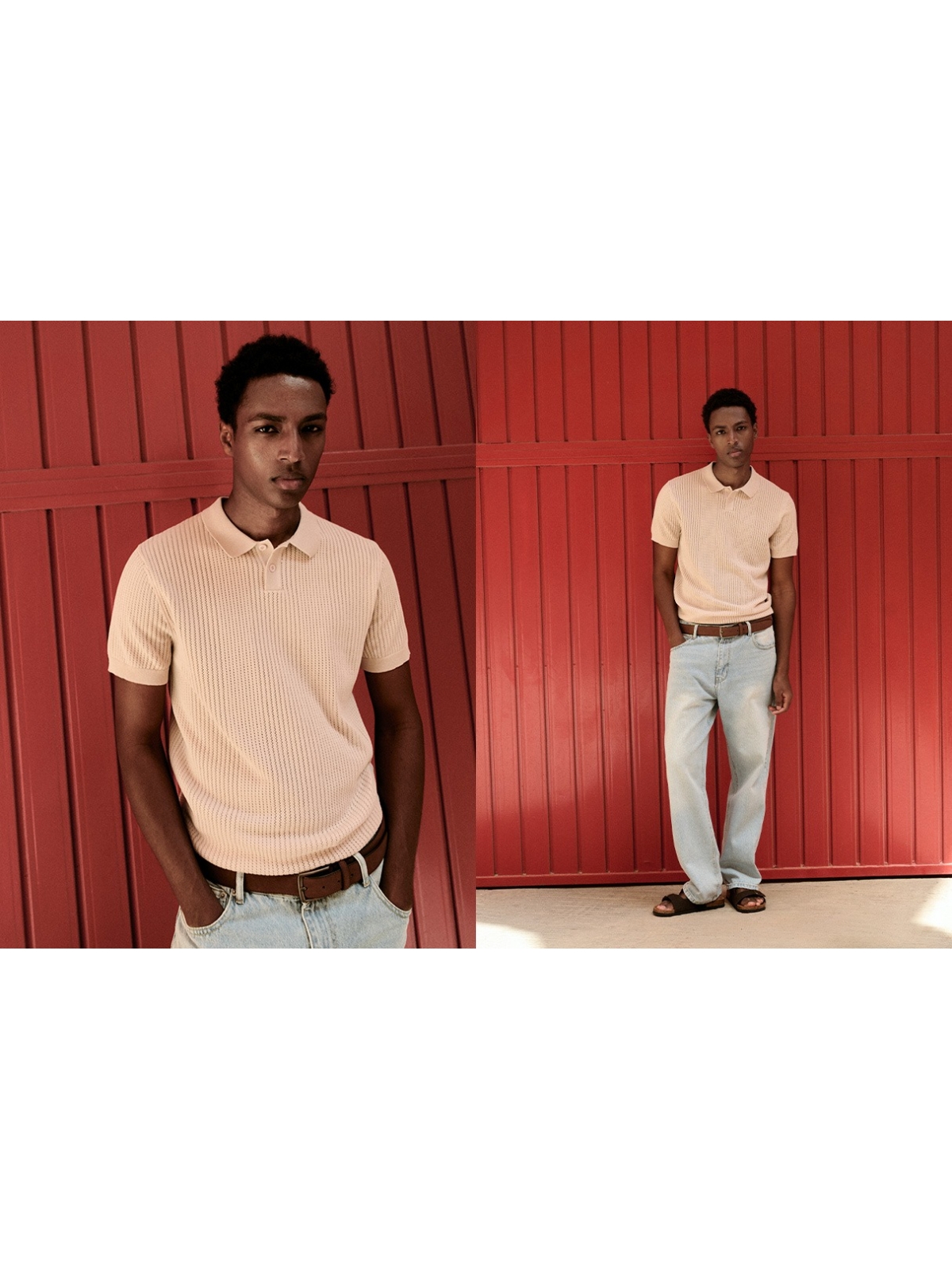 %NewExtra% Knit polo shirt with buttons raw