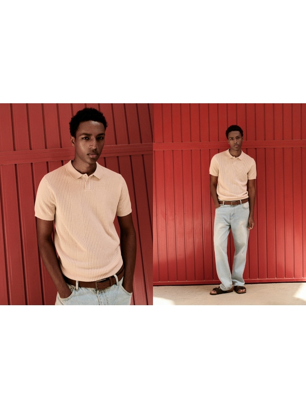  Knit polo shirt with buttons raw