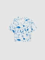 %Pto% Short sleeve floral shirt white front view