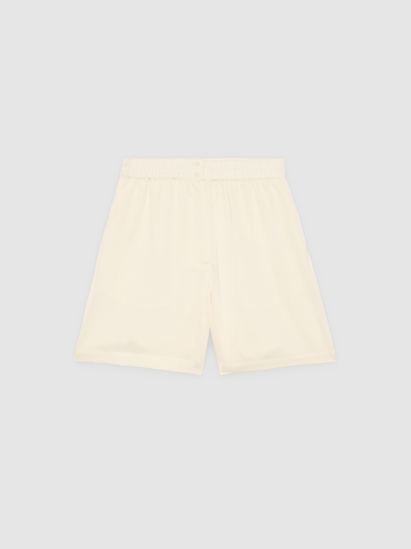  High-waisted viscose shorts off white front view