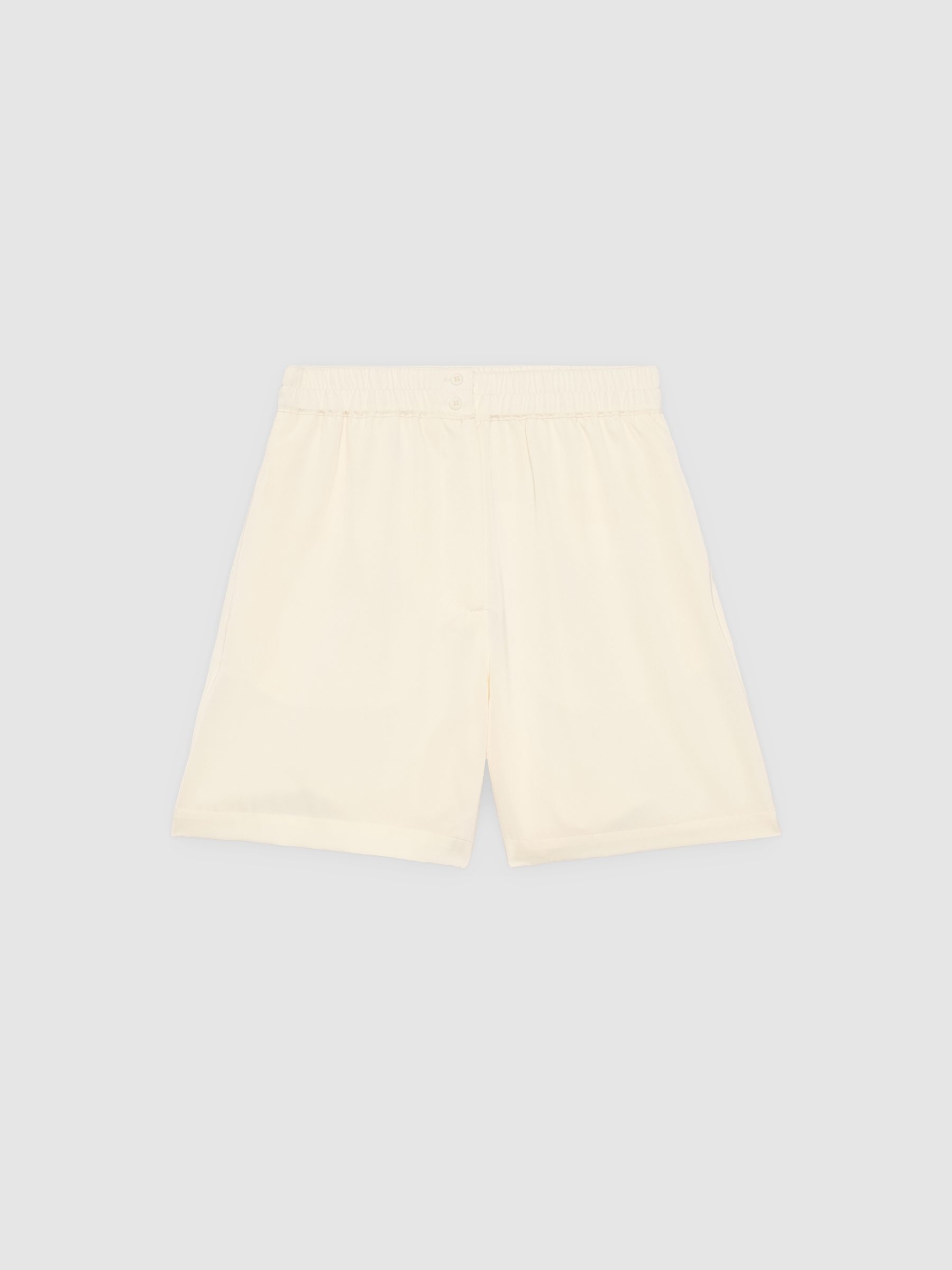 High-waisted viscose shorts off white middle front view