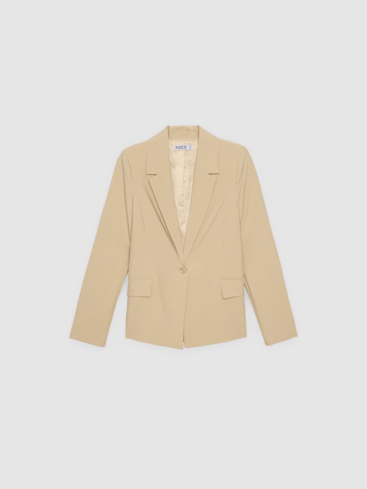 %Pto% Blazer com ombreiras areia vista frontal