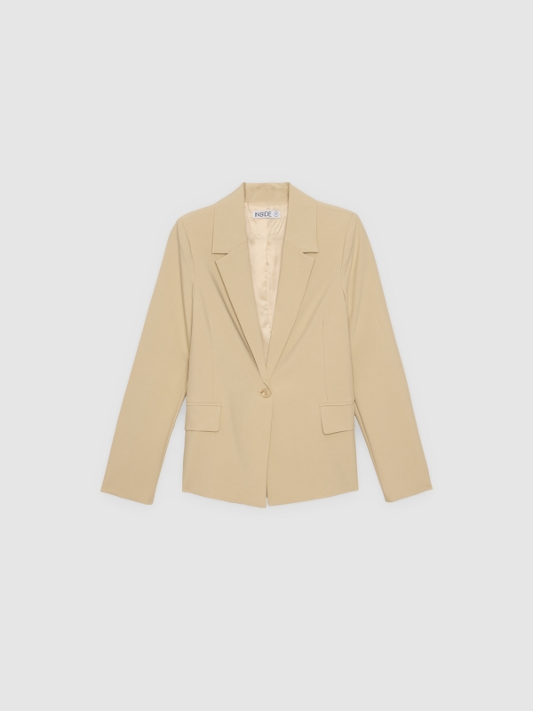  Blazer com ombreiras areia vista frontal