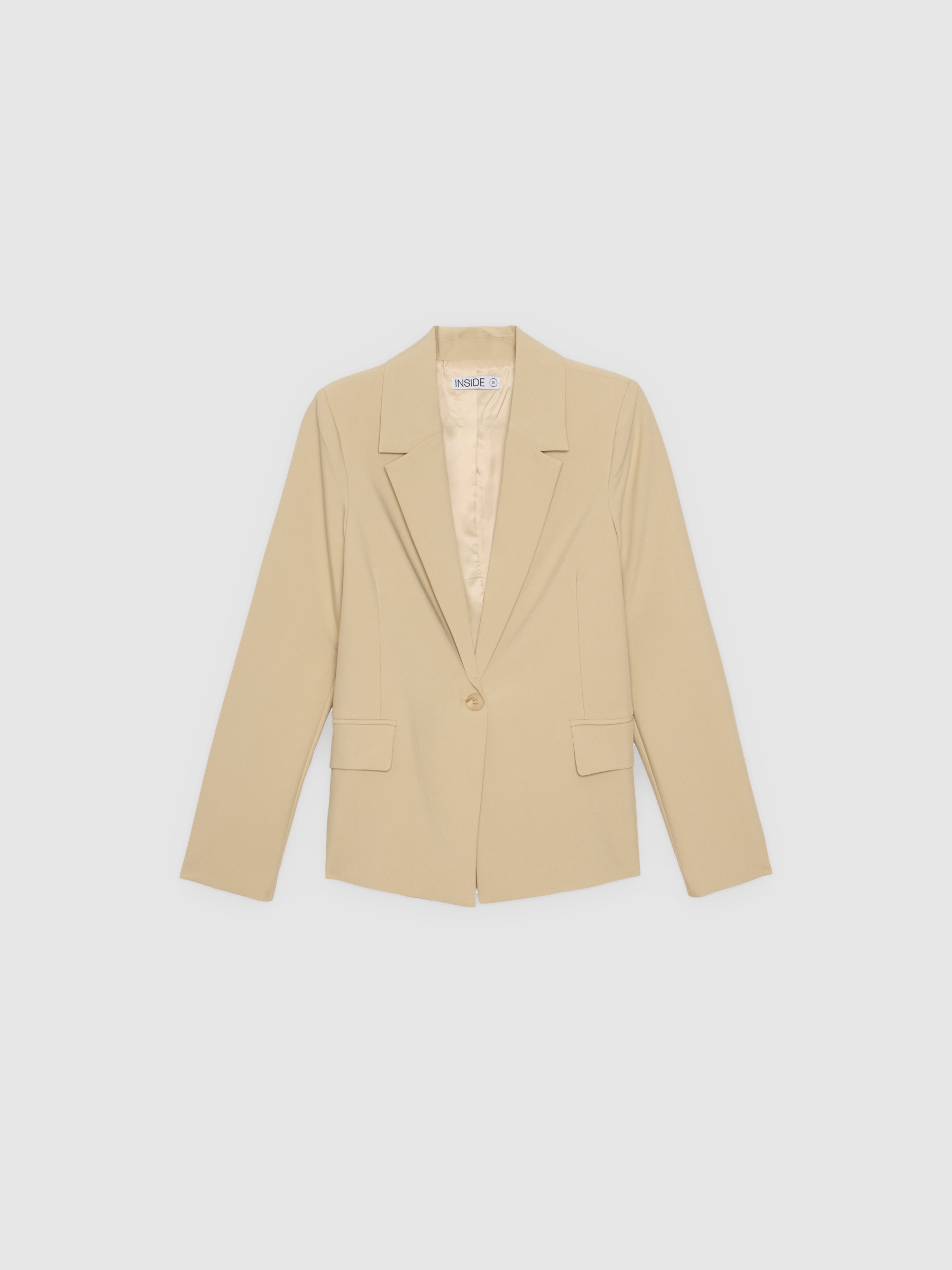 Blazer com ombreiras areia vista meia frontal