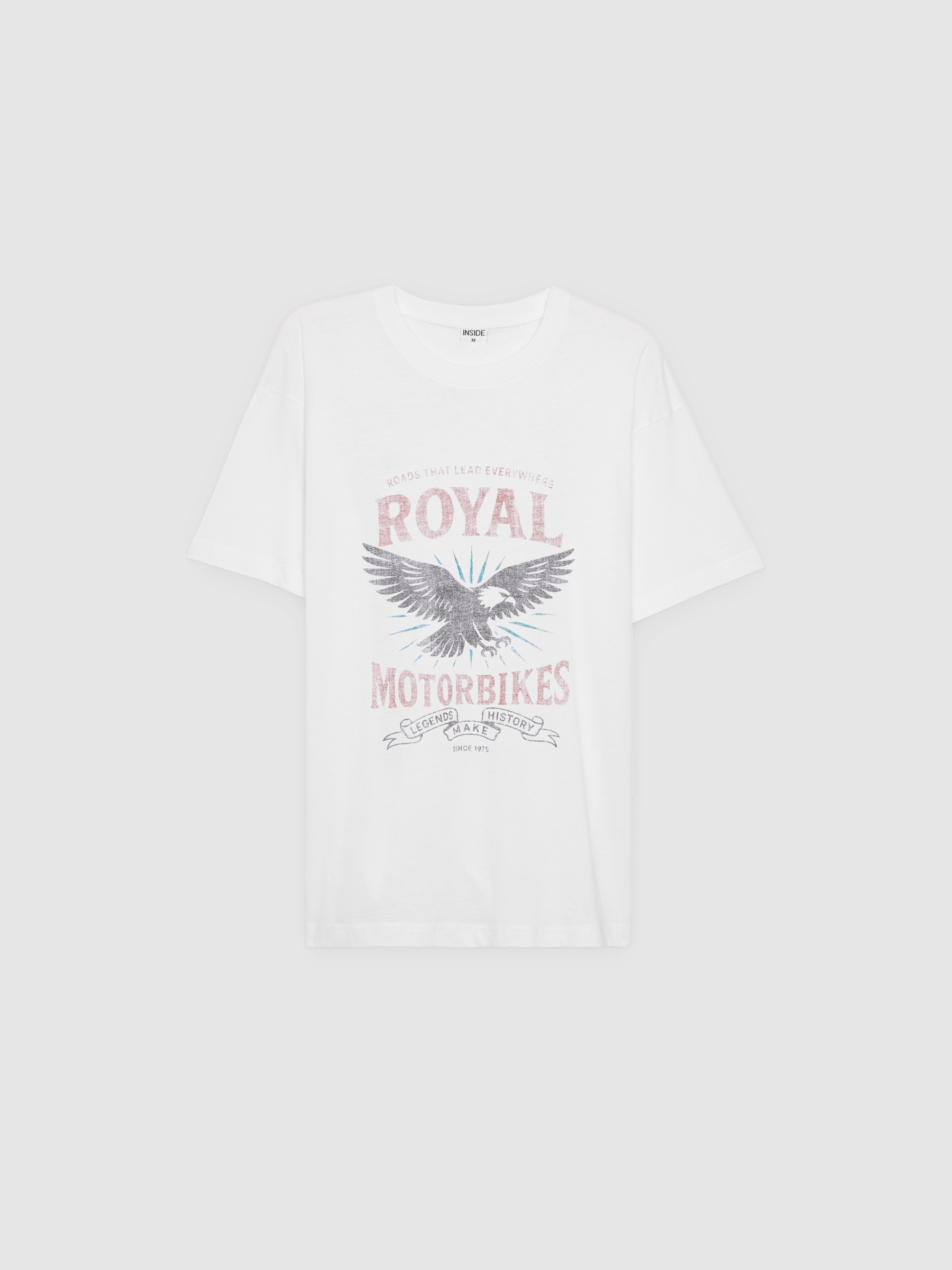 Camiseta Motorbike branco vista meia frontal