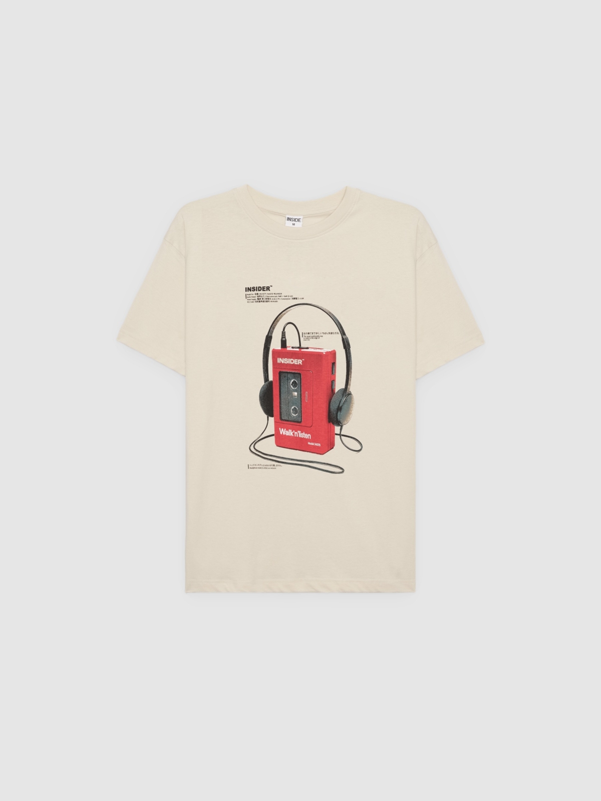 %Pto% Camiseta Walkman retro crudo vista frontal