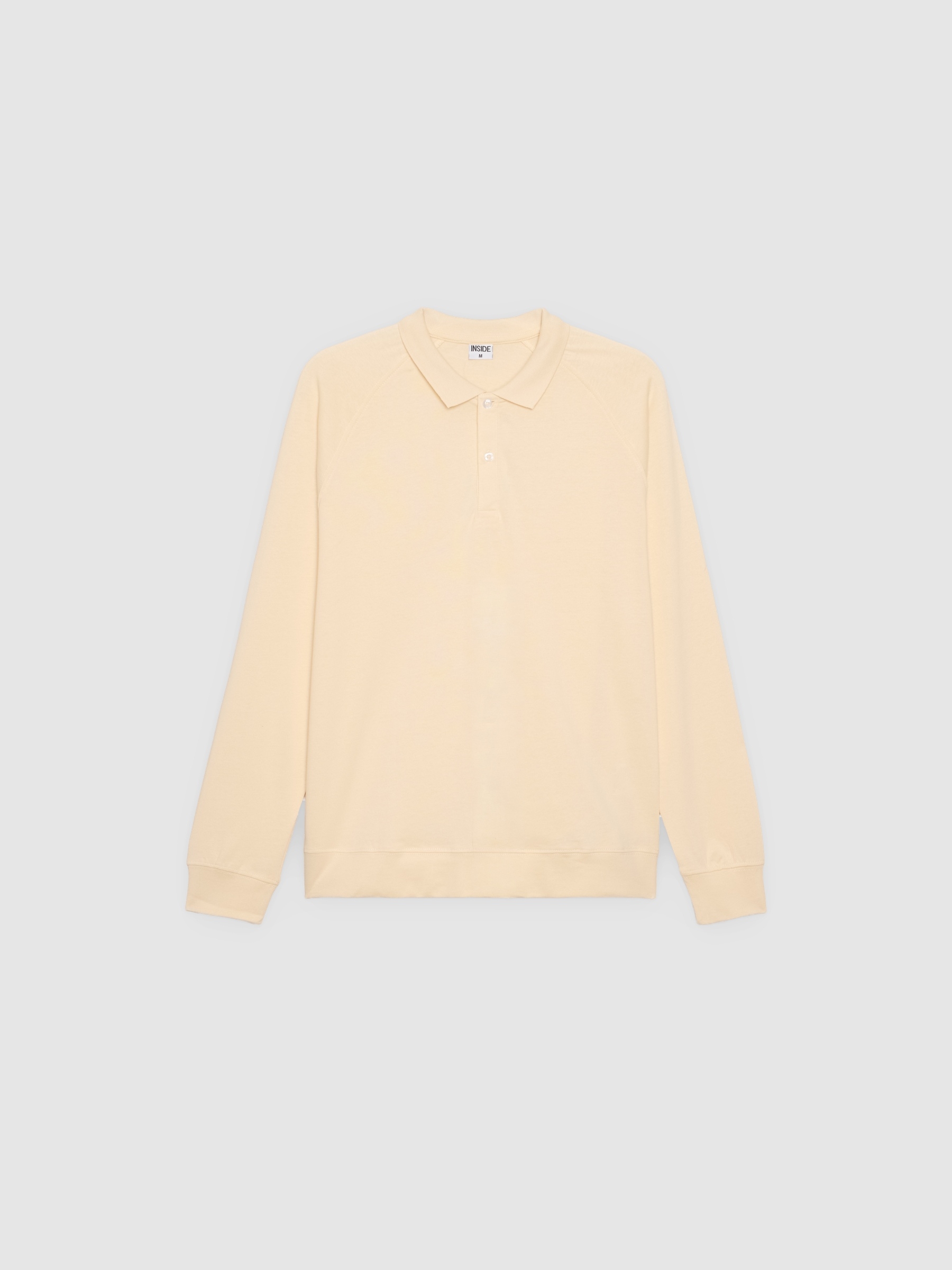 Classic long-sleeve polo off white middle front view