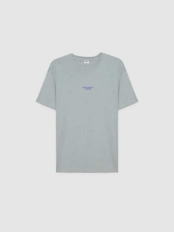  Camiseta mensaje minimalista azul vista frontal
