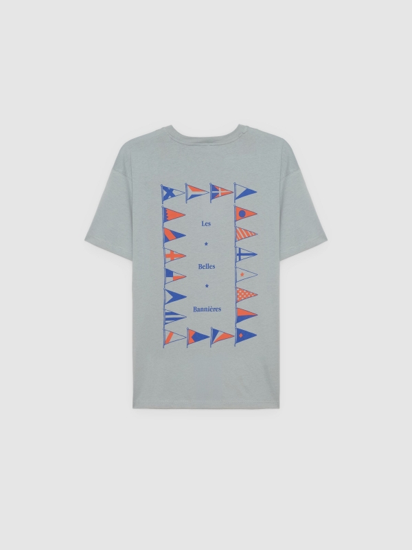 Camiseta mensaje minimalista azul vista trasera