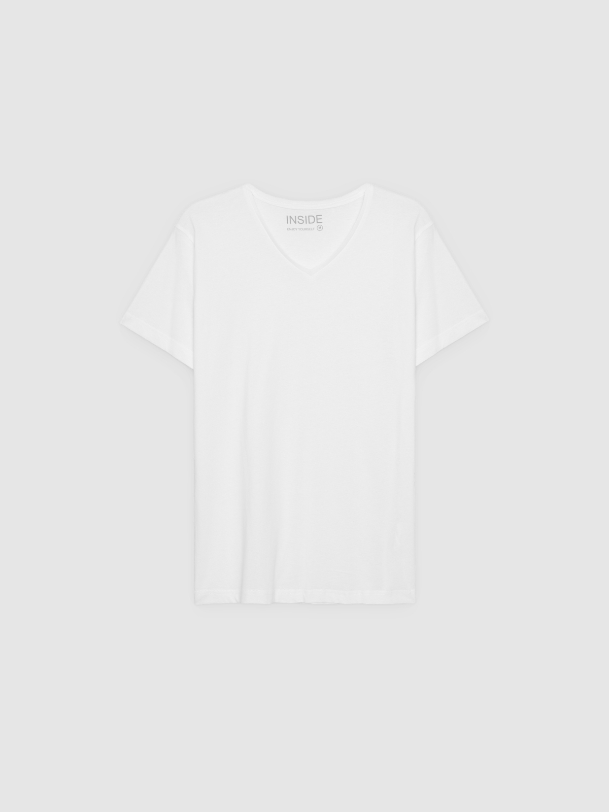%Pto% Camiseta básica cuello pico blanco vista frontal