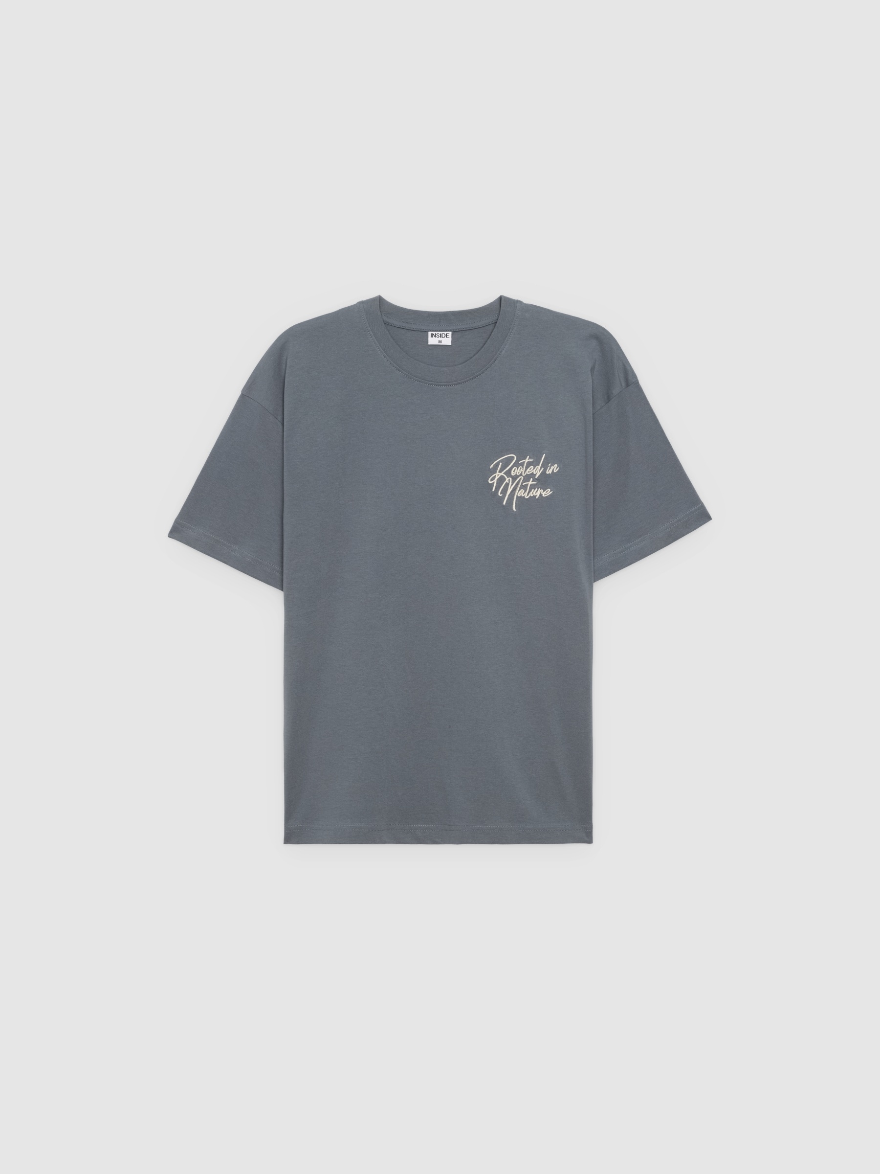Camiseta nature algodão cinza vista meia frontal