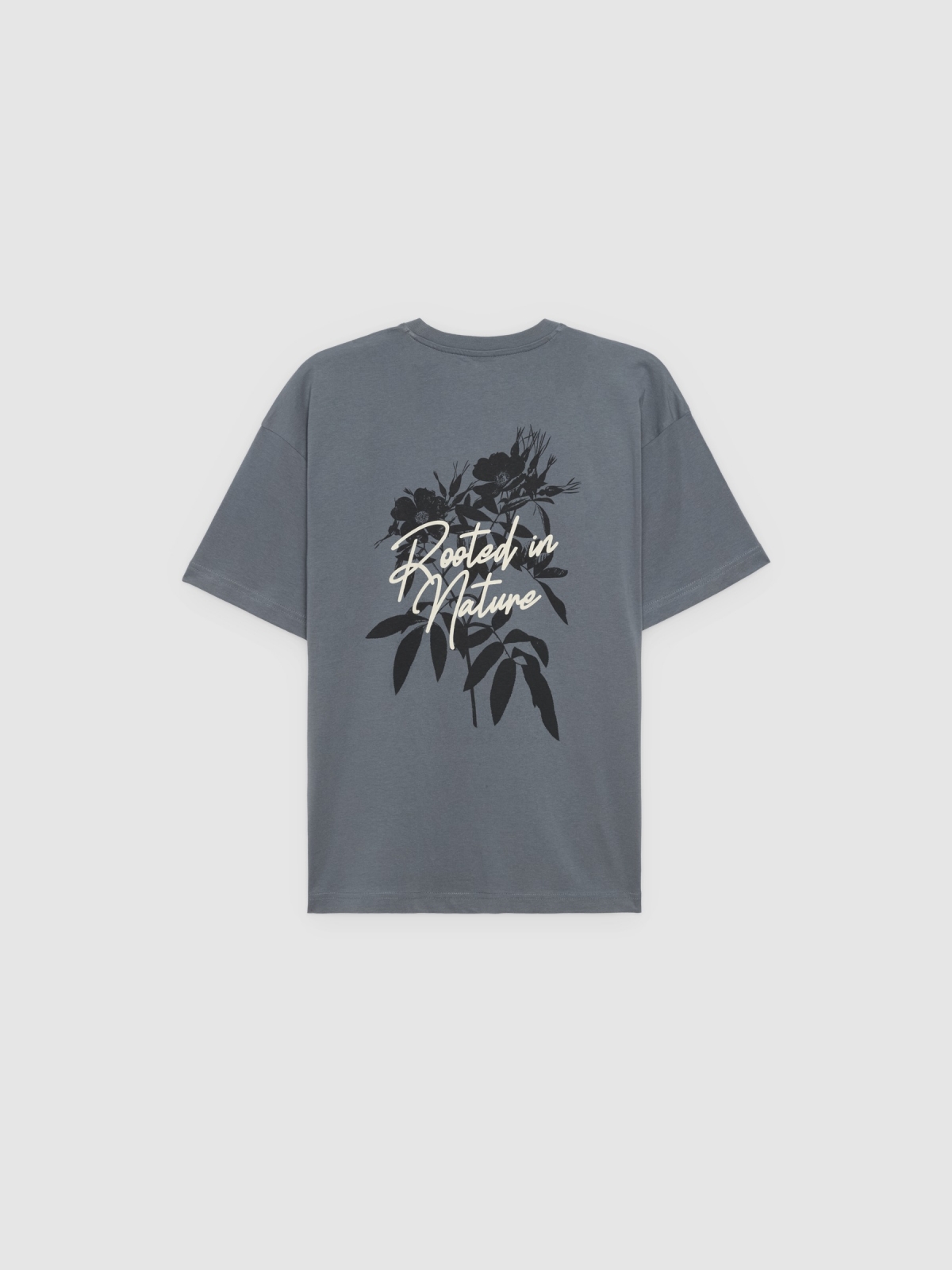 Camiseta nature algodão cinza vista traseira