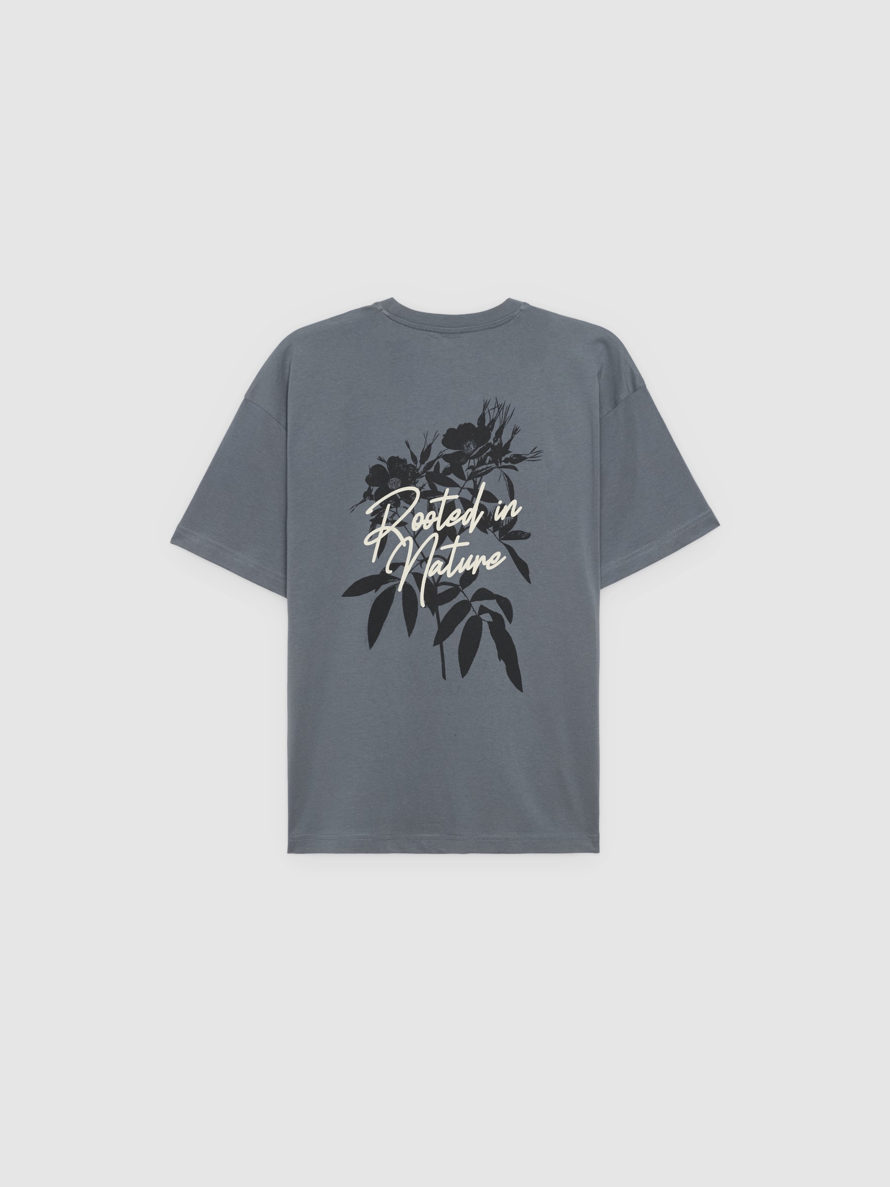 Camiseta nature algodão cinza vista meia frontal