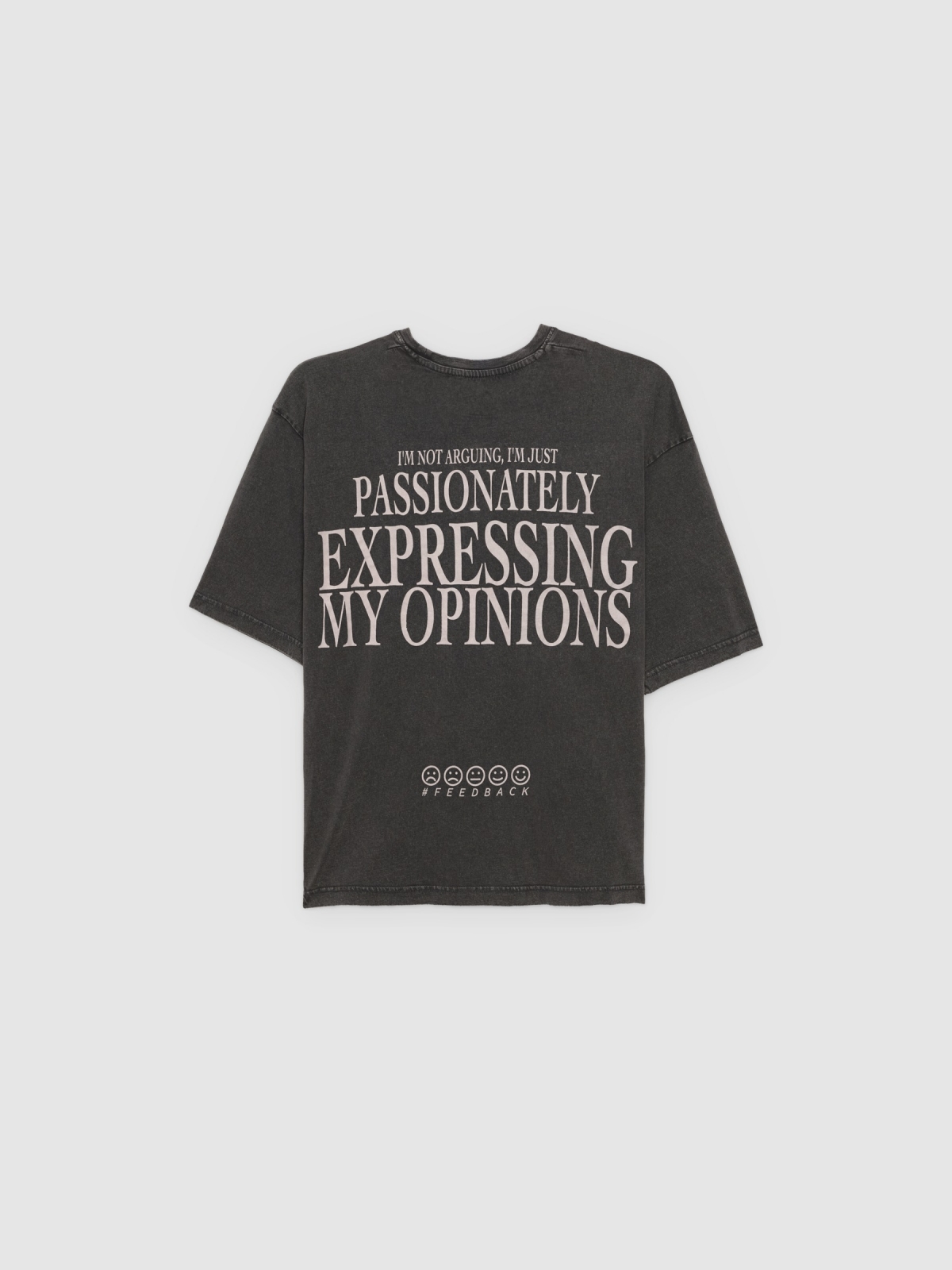 Camiseta oversize feedback gris vista trasera