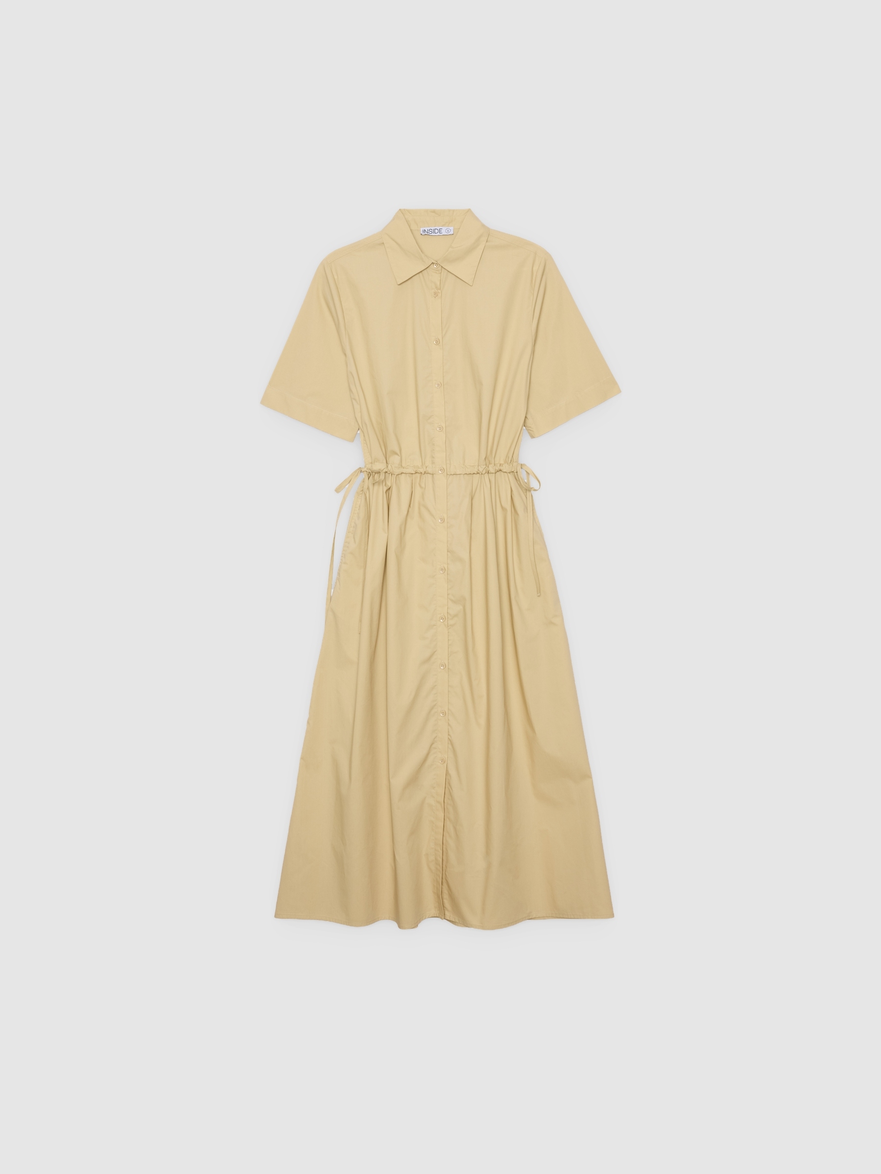 Vestido camisola midi areia vista meia frontal