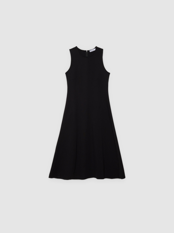  Vestido midi evasé negro vista frontal