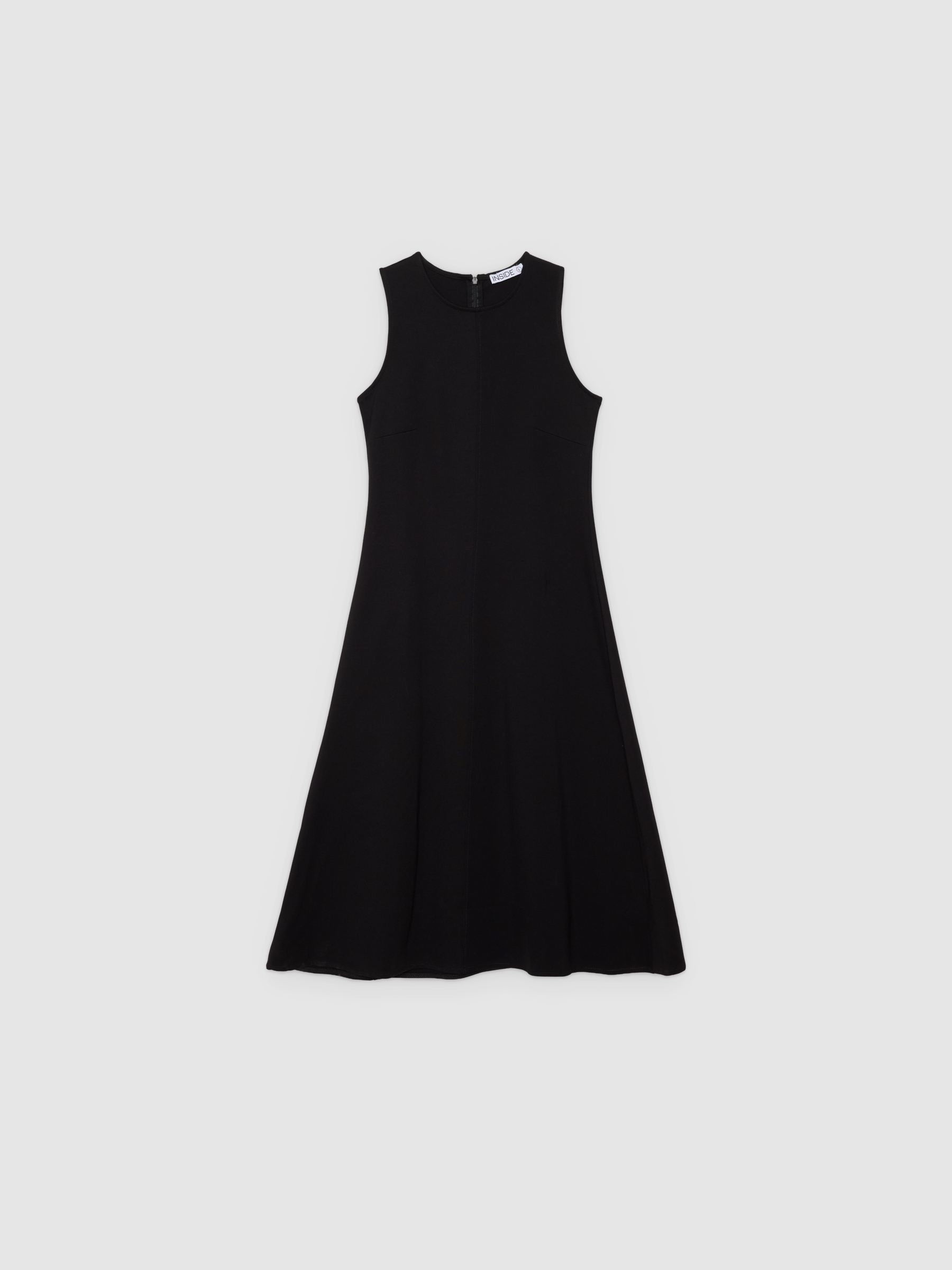 Vestido midi evasé negro vista media frontal