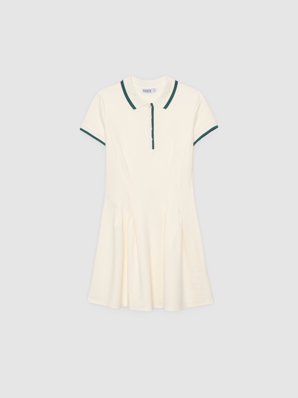 %Pto% Vestido polo mini blanco roto vista frontal