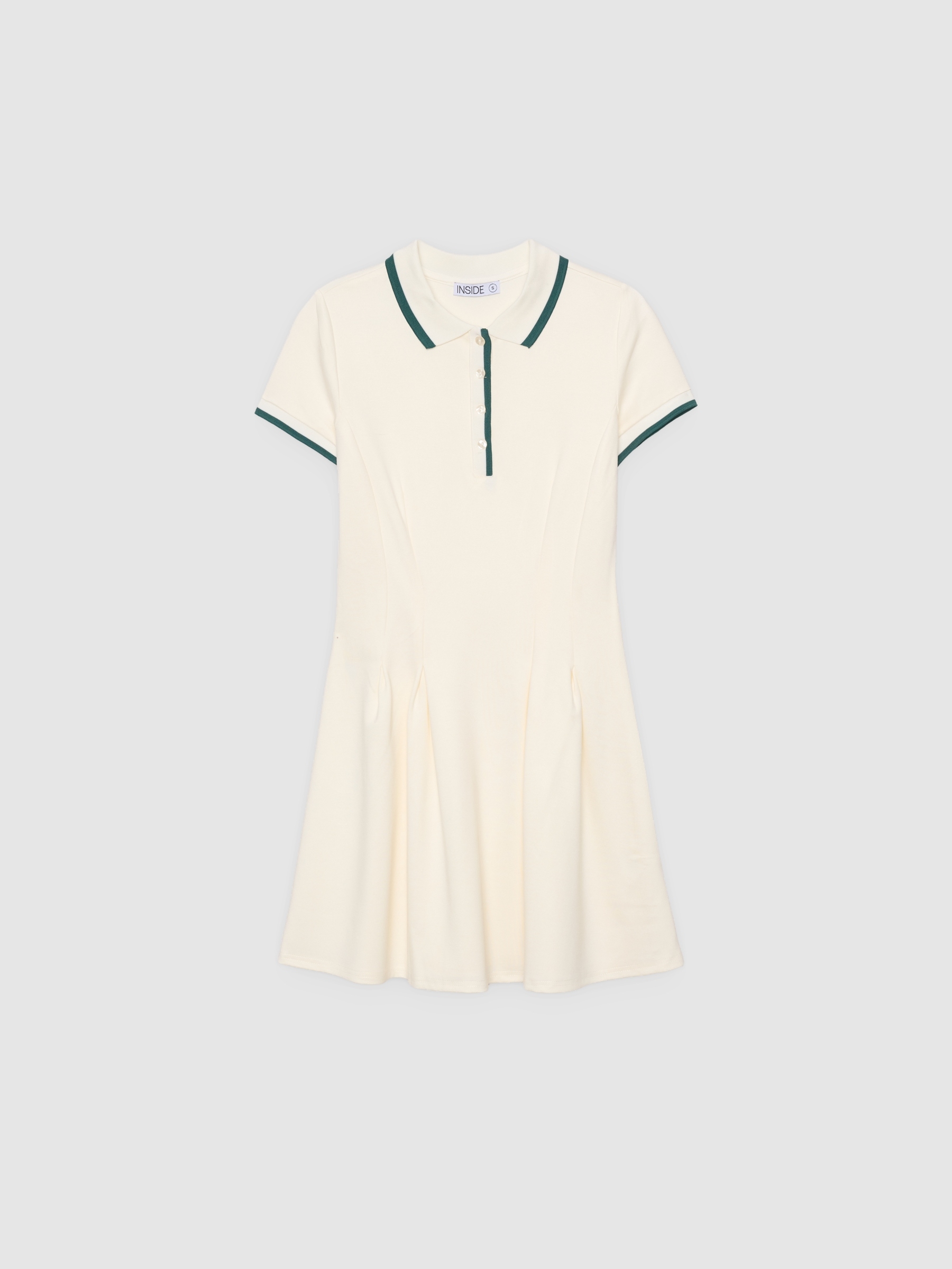 Vestido polo mini off white vista meia frontal