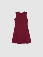%Pto% Sleeveless flared mini dress dark garnet front view
