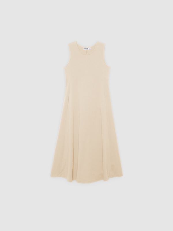  Vestido midi vuelo sin mangas crudo vista frontal