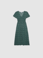 %Pto% Midi floral dress dark green front view