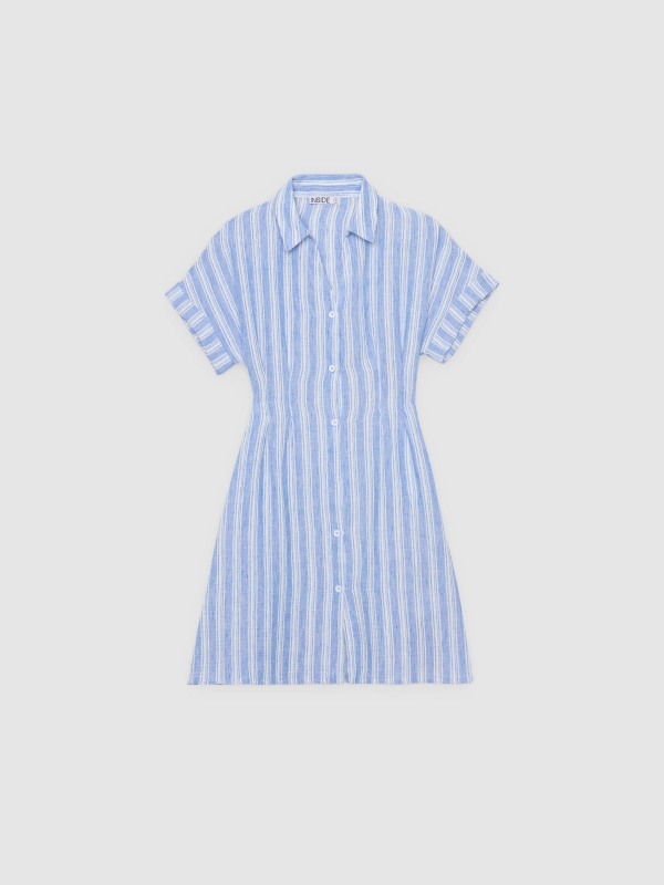 %Pto% Striped shirt dress navy front view