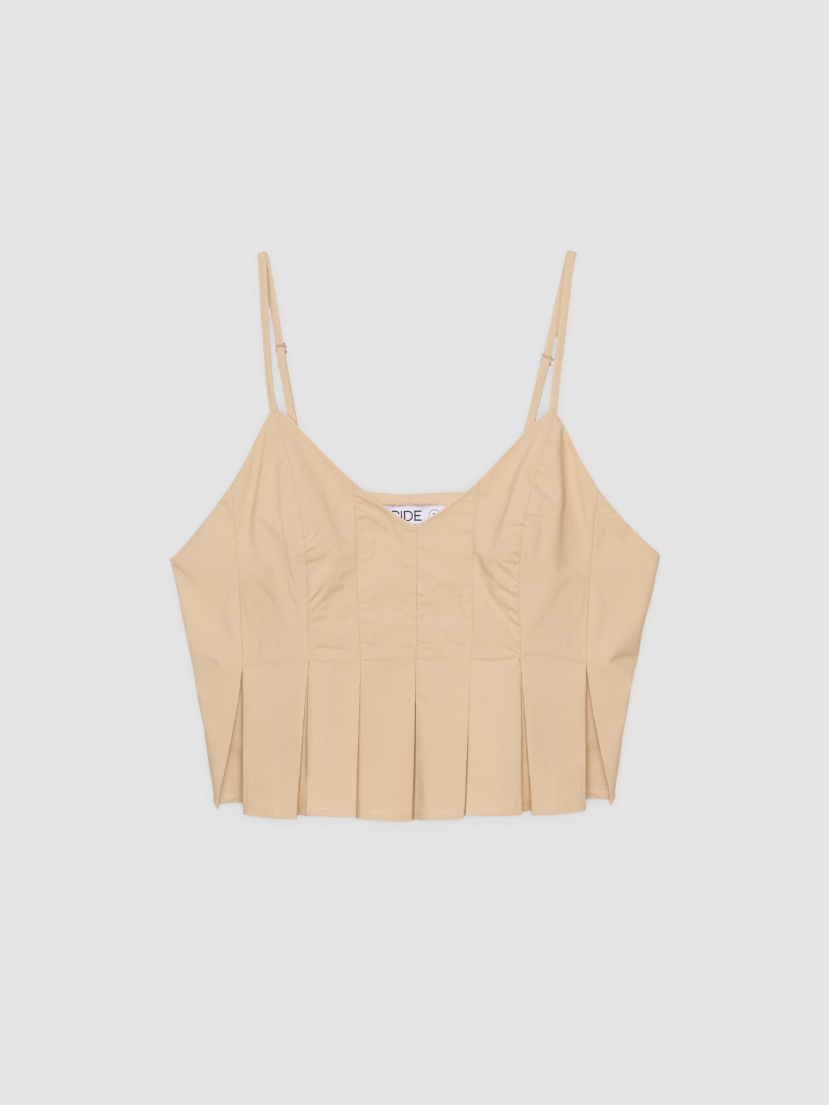 %Pto% Pleated camisole with V-neck sand front view