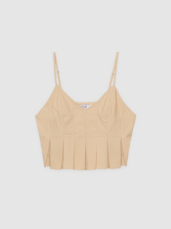 %Pto% Pleated camisole with V-neck sand front view
