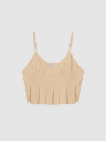 %Pto% Pleated camisole with V-neck sand front view