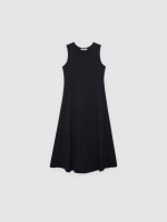 %Pto% Vestido midi evasê sem mangas preto vista frontal