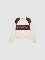 %Pto% Casaco de nylon com fecho éclair off white vista frontal