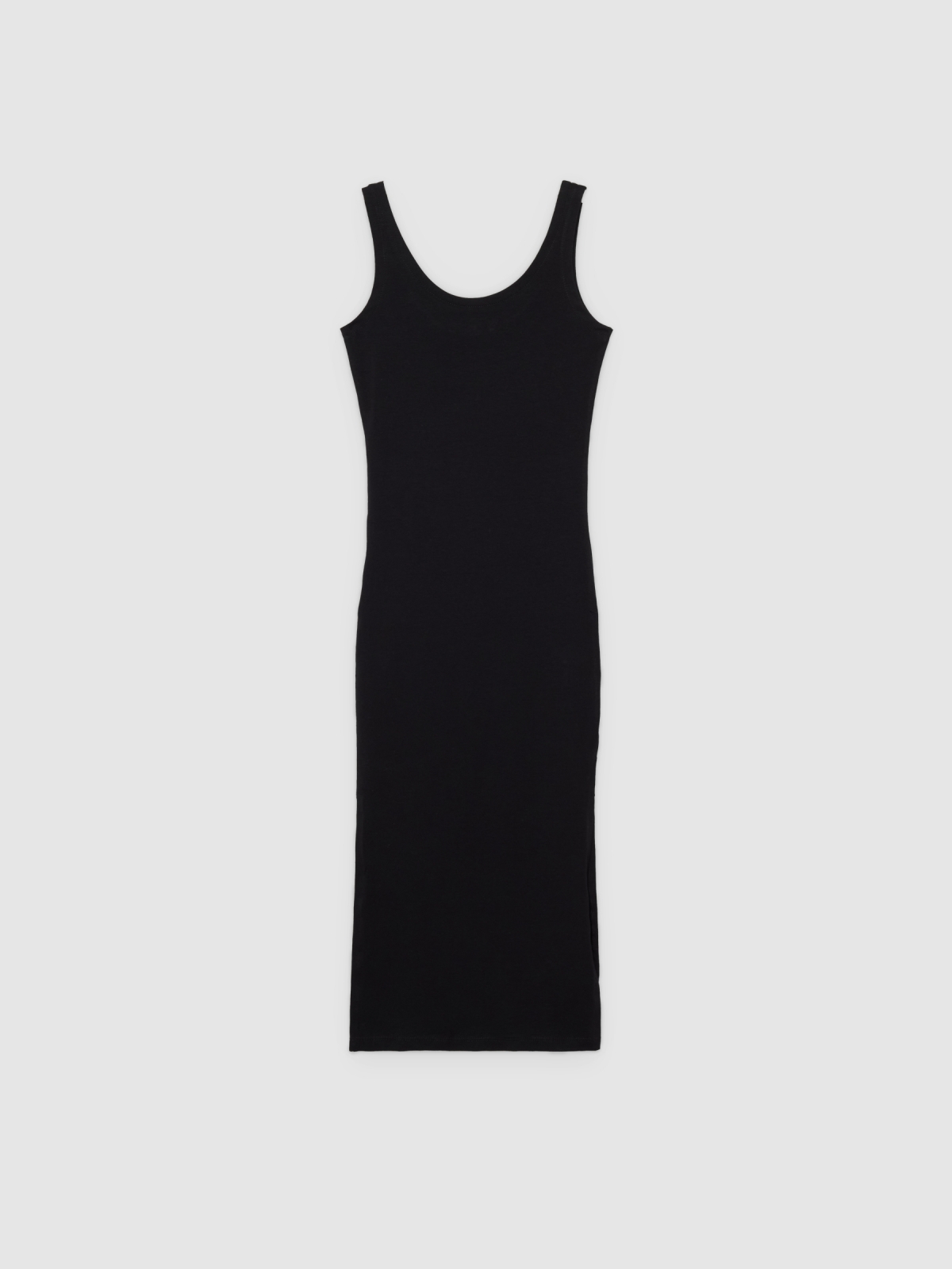 %Pto% Vestido midi ajustado negro vista frontal