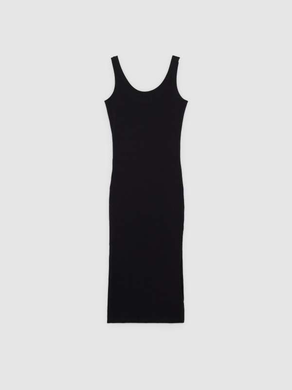  Vestido midi ajustado preto vista frontal